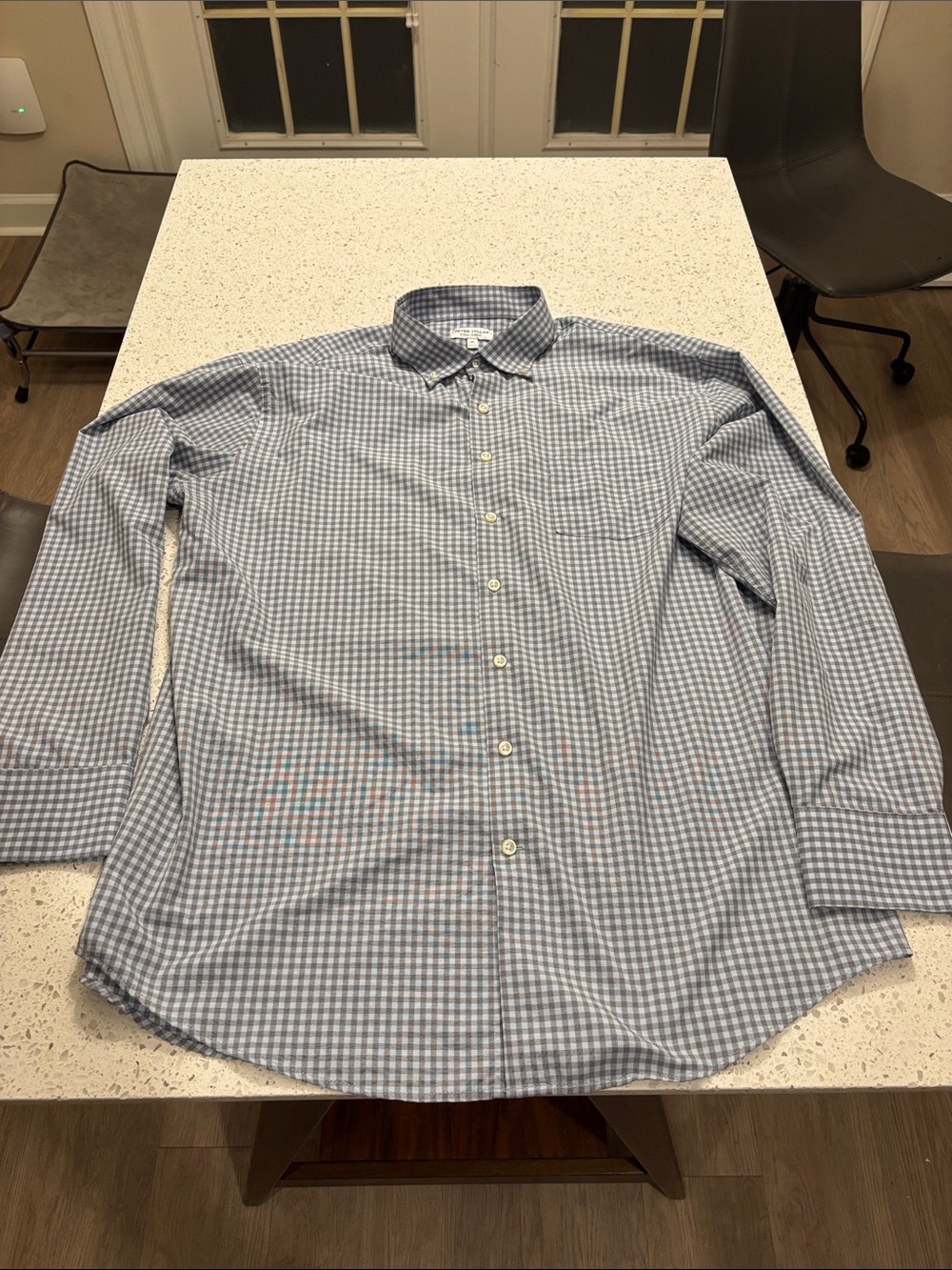 Peter Millar Summer Comfort Light Blue Gingham Dress Shirt